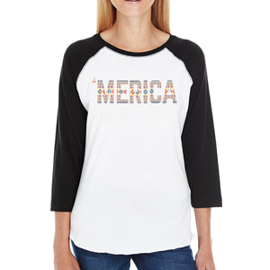 'Merica Cute Tribal Pattern Baseball Tee For Women Gifts For Her - 365INLOVE