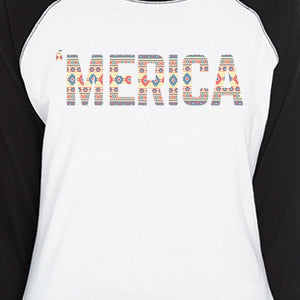 'Merica Cute Tribal Pattern Baseball Tee For Women Gifts For Her - 365INLOVE