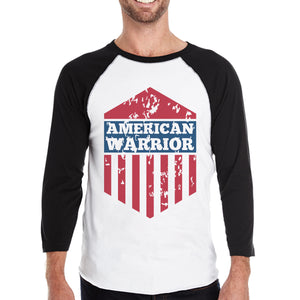 American Warrior Mens Black Baseball Jersey 3/4 Sleeve Tee Cotton - 365INLOVE