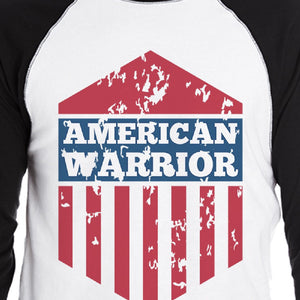 American Warrior Mens Black Baseball Jersey 3/4 Sleeve Tee Cotton - 365INLOVE