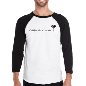 California Dreaming Baseball Shirt For Men Cotton 3/4 Sleeve Raglan - 365INLOVE