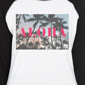 Aloha Summer Beach Design Baseball Shirt For Women Cute Summer Top