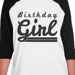 Birthday Girl Black And White Kids Baseball Shirt