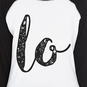 Love Heart Family-Mom Womens Black And White Baseball Shirt