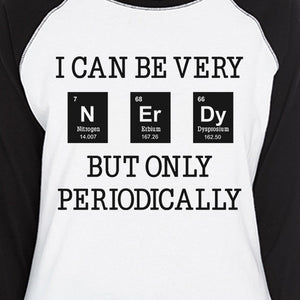 Nerdy Periodically Womens Black And White Baseball Shirt