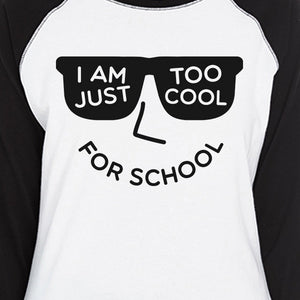 Too Cool For School Womens Black And White Baseball Shirt