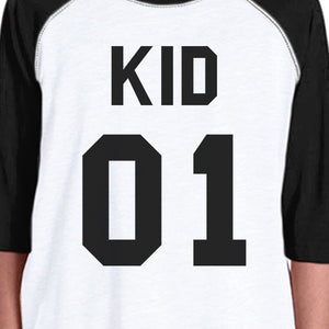 Daddy01 Mommy01 Kid01 Baby01 Pet01 Kids Black And White Baseball Shirt