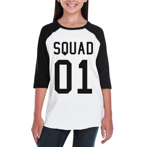 Squad01 Kids Black And White Baseball Shirt