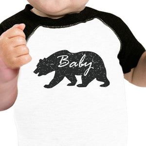 Papa Mama Baby Bears Baby Black And White Baseball Shirt