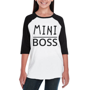 Boss Family Kids Black And White BaseBall Shirt