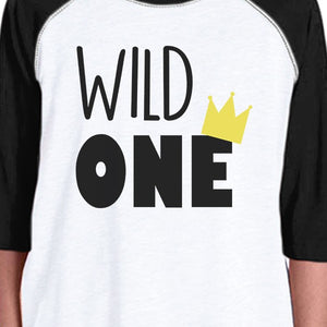 Wild One Crown Kids Black And White BaseBall Shirt