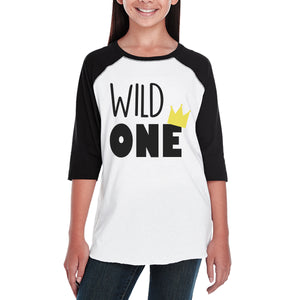 Wild One Crown Kids Black And White BaseBall Shirt