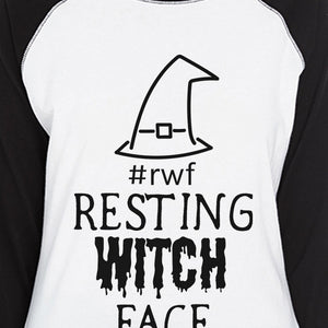 Rwf Resting Witch Face Womens Black And White BaseBall Shirt