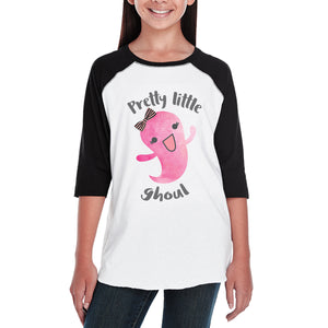 Pretty Little Ghoul Kids Black And White BaseBall Shirt