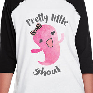 Pretty Little Ghoul Kids Black And White BaseBall Shirt