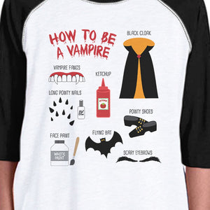 How To Be A Vampire Steps Kids Black And White BaseBall Shirt