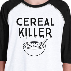 Cereal Killer Kids Black And White Baseball Shirt