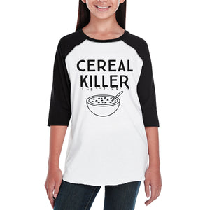 Cereal Killer Kids Black And White Baseball Shirt