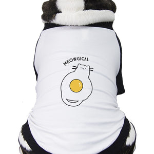 Meowgical Cat And Fried Egg Pets Black And White Baseball Shirt