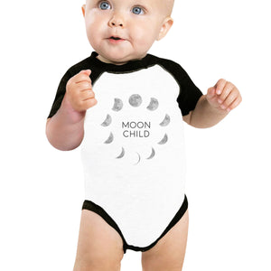 Moon Child Baby Black And White Baseball Shirt