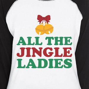 All The Jingle Ladies Womens Black And White Baseball Shirt