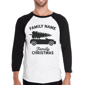 Family Custom Christmas Mens Black And White Baseball Shirt