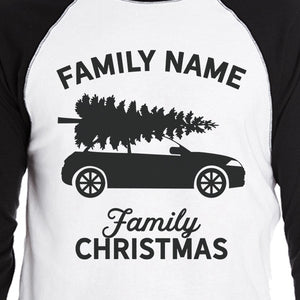 Family Custom Christmas Mens Black And White Baseball Shirt