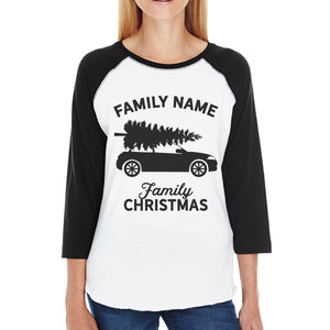 Family Custom Christmas Womens Black And White Baseball Shirt