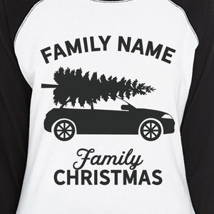 Family Custom Christmas Womens Black And White Baseball Shirt