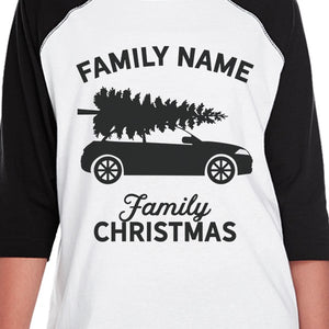 Family Custom Christmas Kids Black And White Baseball Shirt