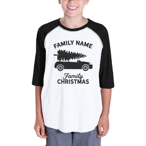 Family Custom Christmas Kids Black And White Baseball Shirt