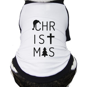 Christmas Letters Pets Black And White Baseball Shirt