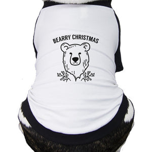 Bearry Christmas Bear Pets Black And White Baseball Shirt