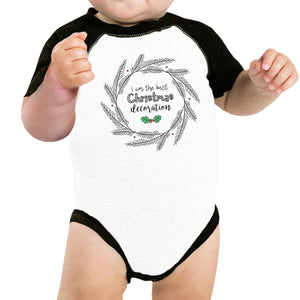 I Am The Best Christmas Decoration Wreath Baby Black And White Baseball Shirt