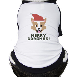 Merry Corgmas Corgi Pets Black And White Baseball Shirt