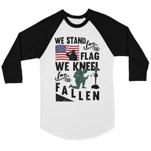 We Stand We Kneel Men Graphic Baseball Tee 4th of July Raglan Shirt
