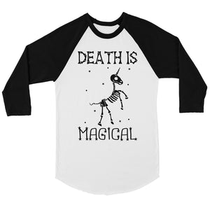 Death is Megical Unicorn Skeleton Halloween Mens Baseball Shirt