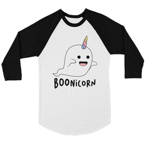 Boonicorn Cute Halloween Costume Ghost Unicorn Mens Baseball Shirt