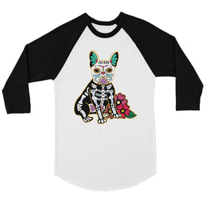 Frenchie Day Of Dead Funny Halloween Cute Mens Baseball Shirt