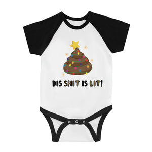 Dis Shit Is Lit Poop BKWT Baby Baseball Bodysuit