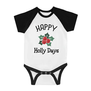 Happy Holly Days BKWT Baby Baseball Bodysuit