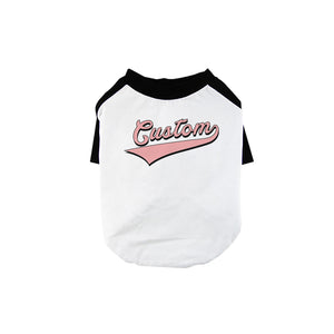 Pink College Swoosh Pets Personalized Baseball Shirt for Small Dog