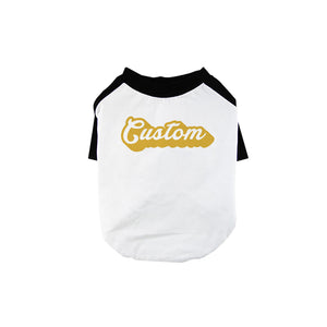 Yellow Pop Up Text Pets Personalized Baseball Shirt for Small Dog