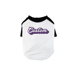 Purple Pop Up Text Pets Personalized Baseball Shirt for Small Dog
