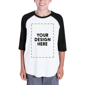 Custom Personalized Kids Black And White Baseball Shirt