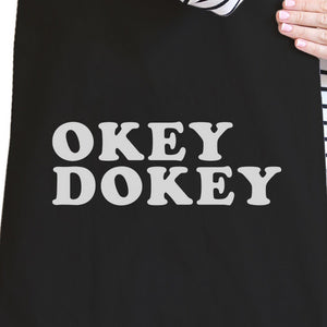 Okey Dokey Black Canvas Eco Bag Cute Graphic Trendy Tote Bags - 365INLOVE