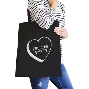 Feeling Empty Heart Black Cute Canvas Tote Bag Unique Graphic - 365INLOVE