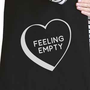 Feeling Empty Heart Black Cute Canvas Tote Bag Unique Graphic - 365INLOVE