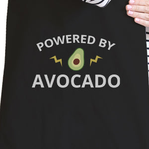 Powered By Avocado Black Reusable Canvas Tote Cute Graphic Tote Bag - 365INLOVE