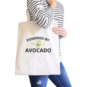 Powered By Avocado Natural Reusable Canvas Tote Cute Graphic Tote - 365INLOVE